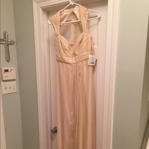 Amsale cream bridesmaid dress. NWT. Size 4.